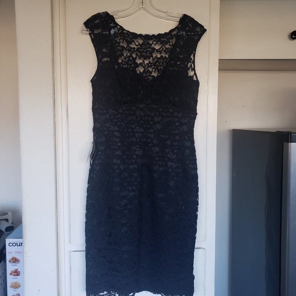 White House Black Market Black Lace Dress Size 6